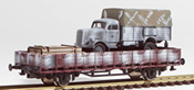 German WWII Opel Blitz in WInter Camo loaded on a 2 axle DRB stack car 
